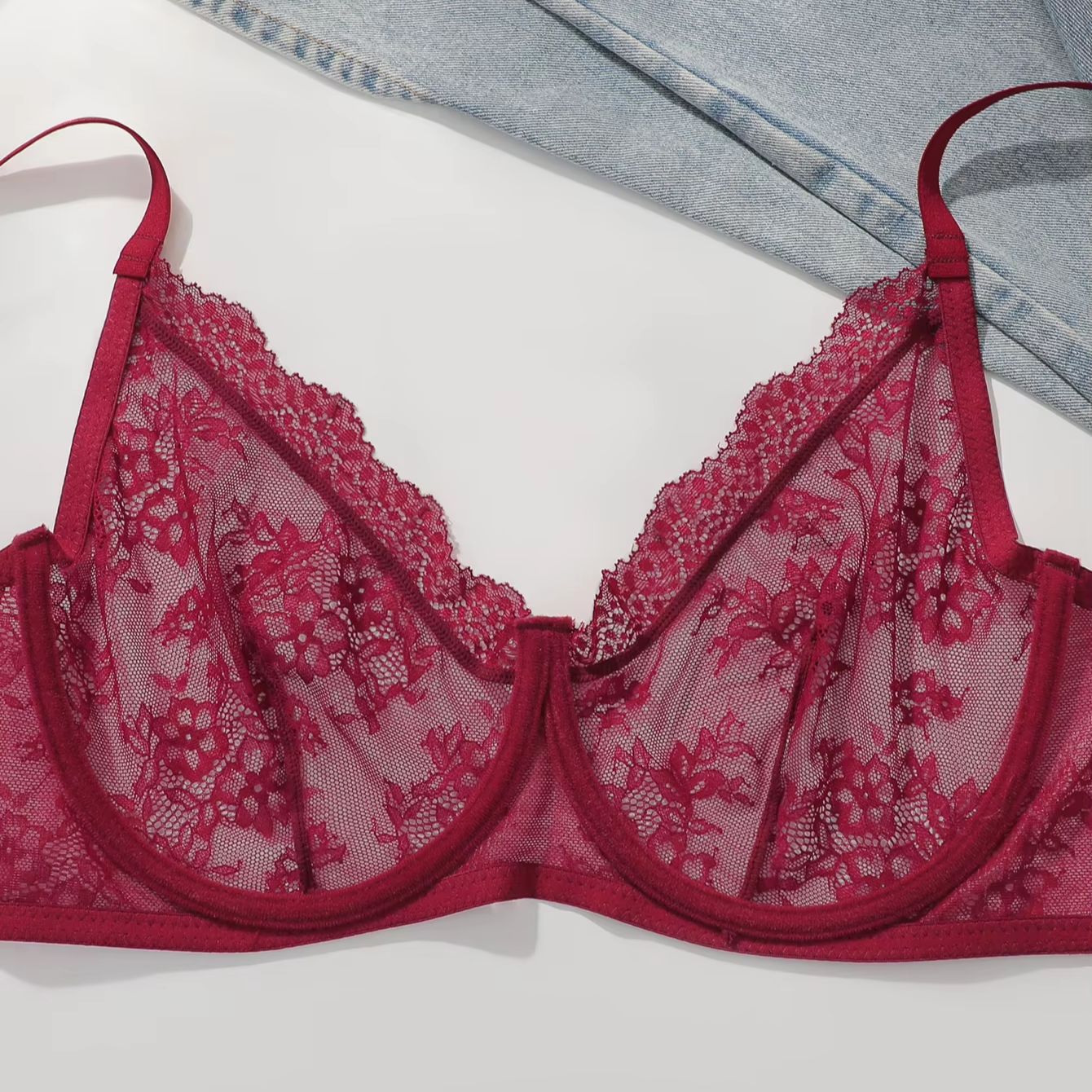 Women Plus Size Red Lace Sheer - đánh giá và giá Sheer Mesh Bra