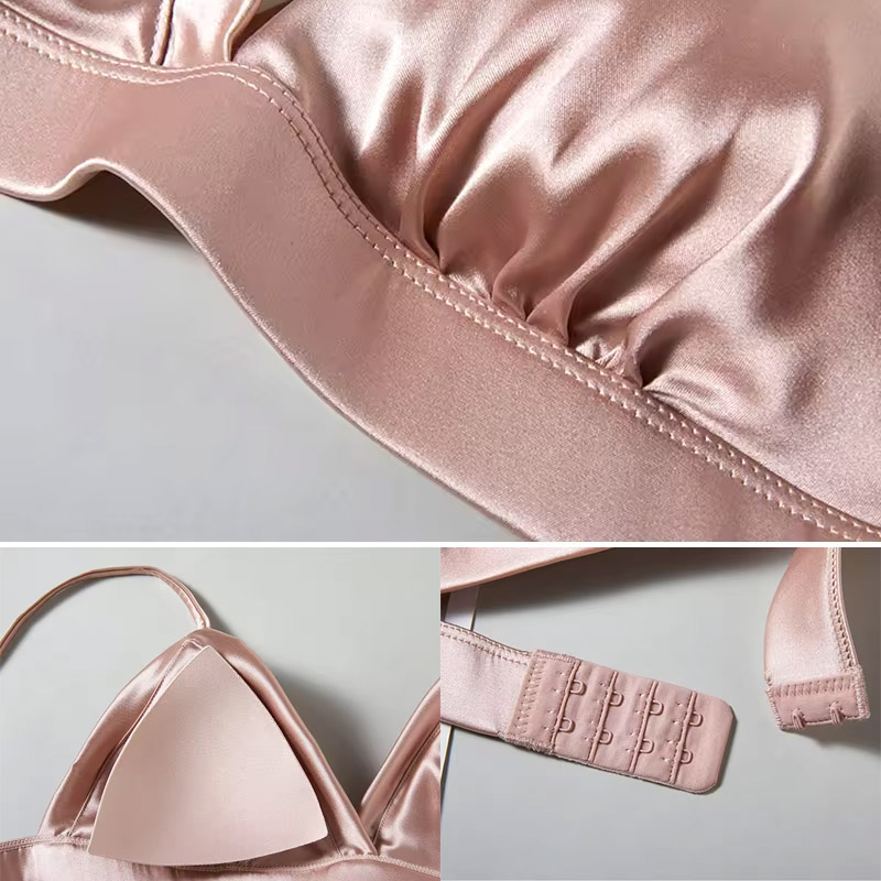 Luxury Real Silk Satin Wireles - đánh giá và giá Sleep Bra Bralette