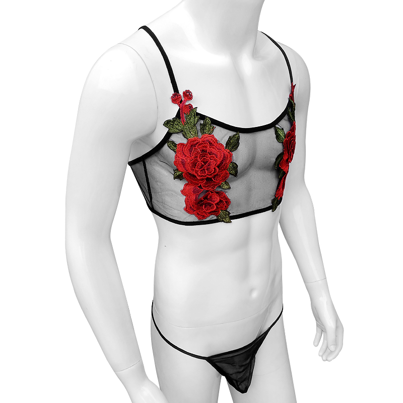 Sexy Embroidery Mens See Throu - đánh giá và giá Sheer Mesh Bra
